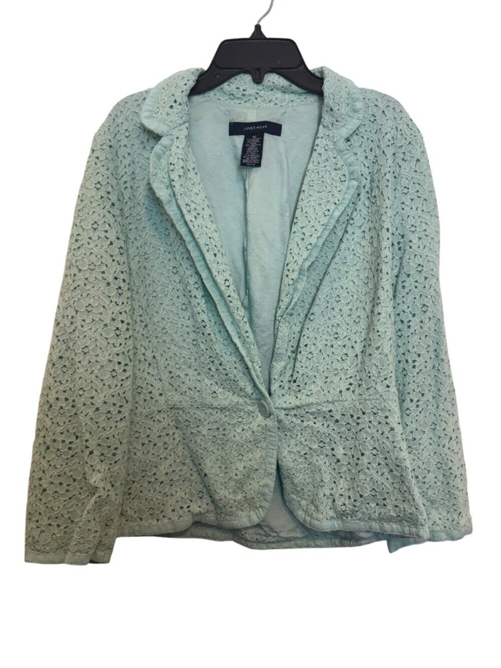 Jones Wear Aqua Lace Blazer Womens Size 10